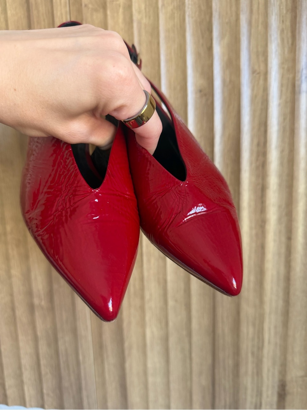TIBI Red Slingback Kitten Heel Shoes - Picture 5 of 8